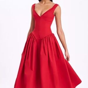 MISS CIRCLE DROP WAIST RED DRESS